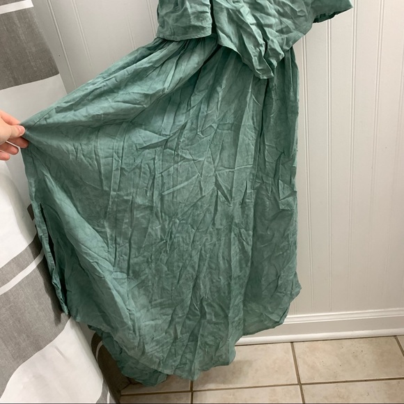 BLUE LIFE Green Teal Acid Wash Sleeveless Side Slit Asymmetrical Dress XS - Picture 6 of 12